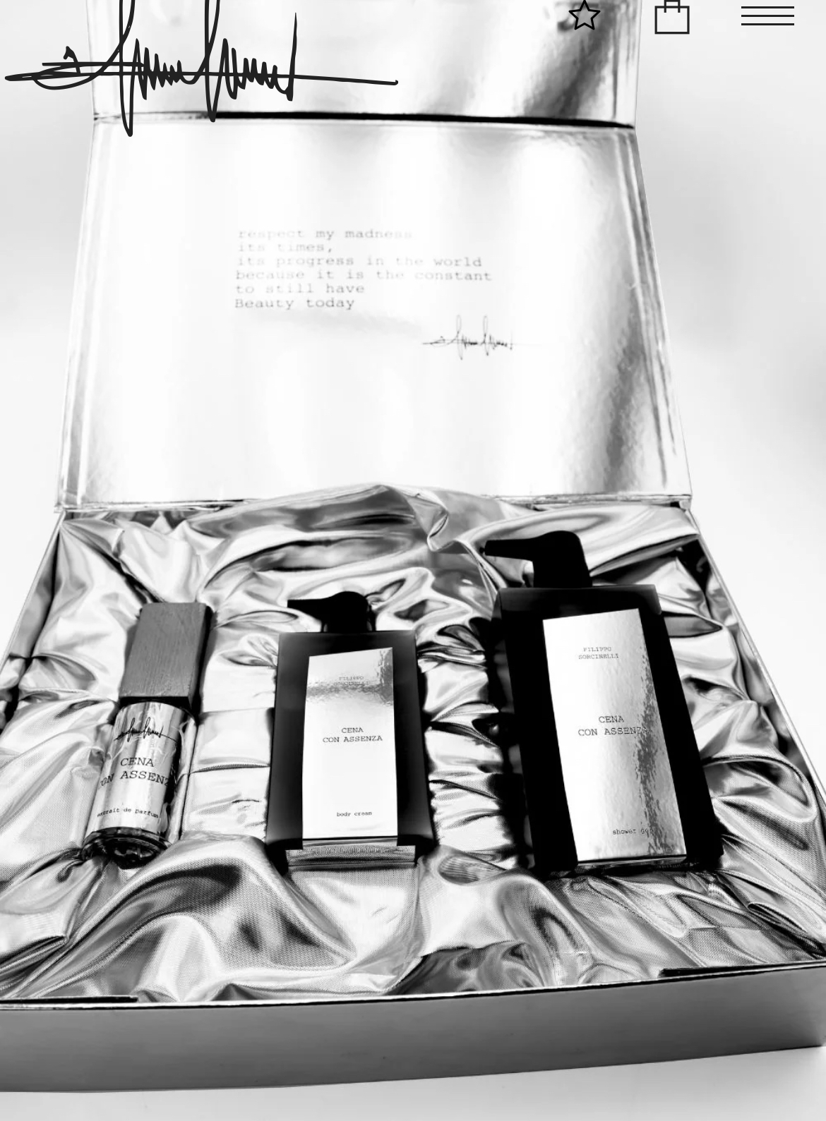 FILIPPO SORCINELLI COMBO 4 / CHRISTMAS EDITION CENA CON ASSENZA EXTRAIT DE PARFUM 50ML + CENA CON ASSENZA BODY CREAM 300ML + CENA CON ASSENZA SHOWER-GEL 500ML